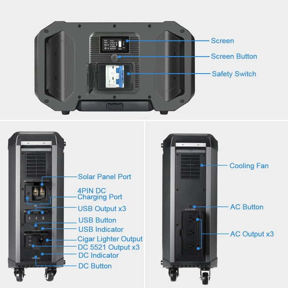 220V/110V 2515WH 2000w Solar Outdoor Camping Uninterruptible Power Supply Solar Generator Portable Power Station For Campers,Rvs