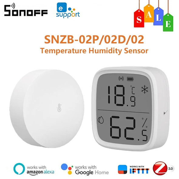 SONOFF Zigbee SNZB-02P/02D/02 Temperature Humidity Sensor Smart Home Automation Kits via eWeLink Work with Alexa Google IFTTT