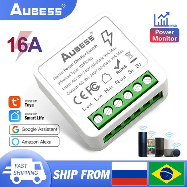 Tuya 16A MINI Wifi Switch DIY 2-way Remote Control Timer Relay Automation For Smart Life Work With Alexa Google Home Alice