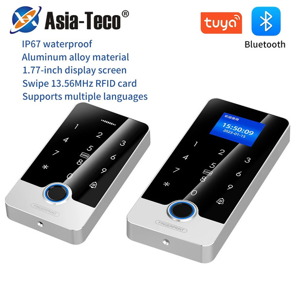 Waterproof Metal Bluetooth Tuya Fingerprint Access Control System RFID Keyboard Touch Keypad WG26 Smart APP Unlock Door Opener