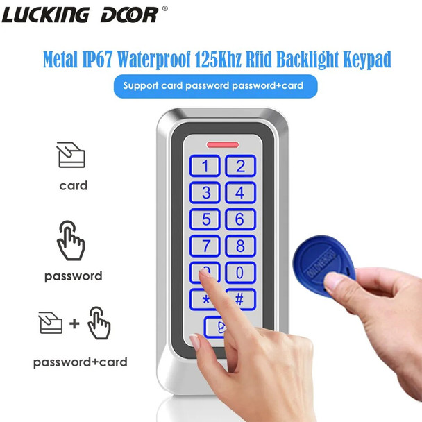 Backlight RFID Metal Door Access Control Reader 1000 User 125KHz EM Card Keypad IP67 Waterproof Code Door Lock