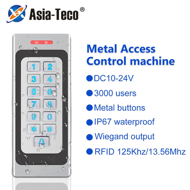 RFID Metal Access Control Keypad Waterproof IP67 Rainproof Outdoor 3000user Door Opener for Electric Lock System with 10pcs Key