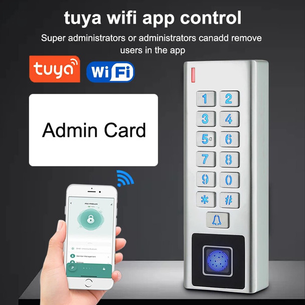 WiFi Tuya App Smart Fingerprint Door Lock Keypad RFID Card Reader Access Controler Outdoor Waterproof Door Access Control System