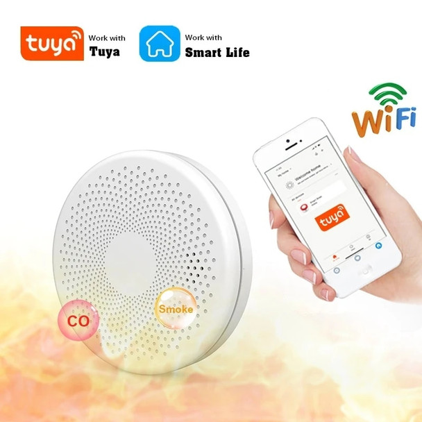 Tuya WIFI Smoke Detector Carbon Monoxide CO Gas Fire Alarm 2 in 1 Smoke Sensor Home Security System Protection Firefighters Tuya WIFI Smoke Detector Carbon Monoxide CO Gas Fire Alarm 2 in 1 Smoke Sensor Home Security System Protection Firefighters