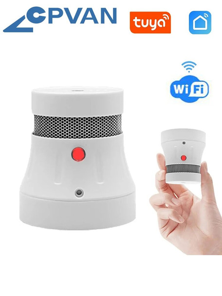 CPVAN Smoke Detector Tuya Smart Life APP control 85dB Warning WIFI Fire Protection Smoke Alarm Sensor for Home Security System