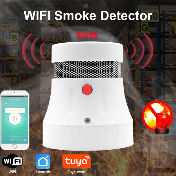 CPVAN WiFi Tuya Smoke Detector with Lithium Battery Smart APP Push Fire Alarm Wireless Fumar Sensor for Home Security Protection