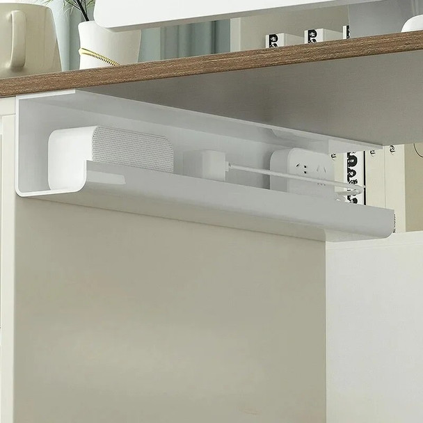 Under Table Cable Organizer Under Desk Cable Tray Wire Organizer No Trace Double-Sided Adhesive Widened Design Fire Protection
