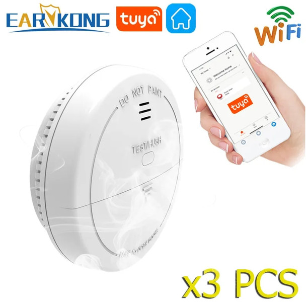 Tuya WiFi Smoke Sensor Fire Protection Top Smoke inlet Detector Smokehouse Combination Fire Alarm Home Security Firefighters