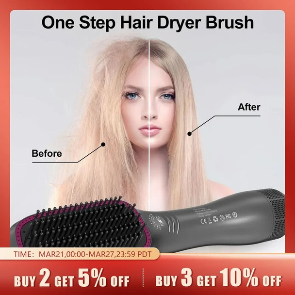 3 In 1 Hot Air Comb Styling Comb for Straight Curly Electric Hot Air Brush Women Anion Heating Comb Hair Straightening Brush
