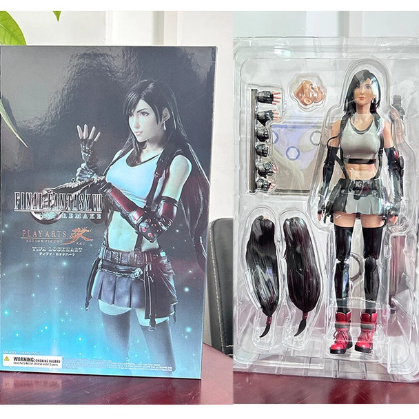 Tifa PLAY ARTS Figure Kai VII Remake Tifa Lockhart Figure Dress Ver. Sephiroth Cloud Strife Action Figures Toy Model 25cm