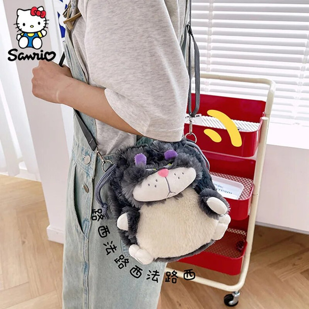Kawaii Lucifer Cat Plush Shoulder Bag Cartoon Anime Stuffed Plush Backpack Cute Lucifer Pillows Bag Messenger Bag Birthday Gifts