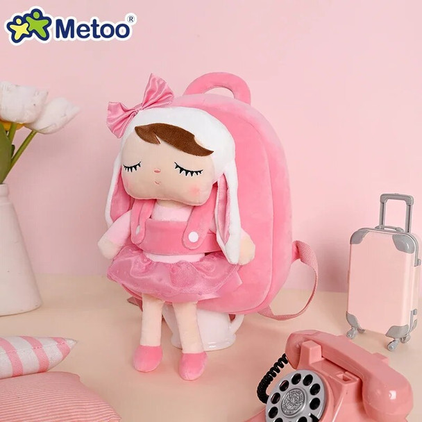 Original Metoo Backpack Angela Doll Toys Plush Bag Pink Bunny Doll Angela Backpack Metoo For Kindergarten Girls Birthday Gifts