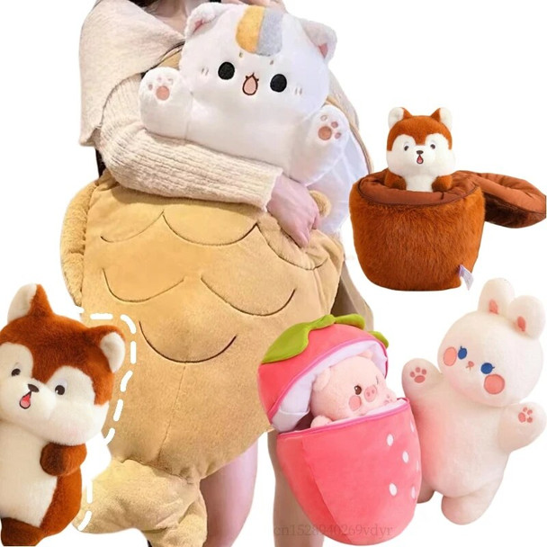 60CM Kawaii Taiyaki Cat Fruit Rabbit Plush Toys Animals Nest Throw Pillow Fish Cushion Dolls Birthday Gifts for Girls Home Decor