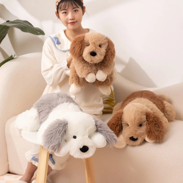Giant Plush Toy Big Sleeping Dog Stuffed Kawaii Long Haired Puppy Dog Soft Animal Toy Soft Pillow Baby Girls Birthday Gift