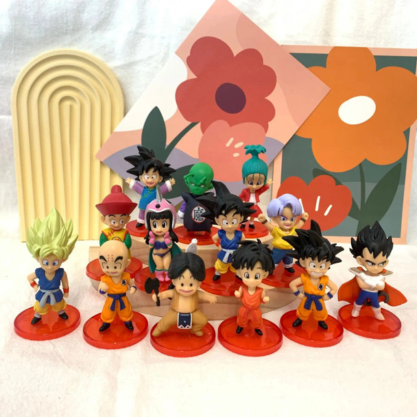 Bandai 13Pcs Dragon Ball Animation Figure, Sun Wukong Model, Vegeta 10cm Doll Toy Figure Decorative Ornament