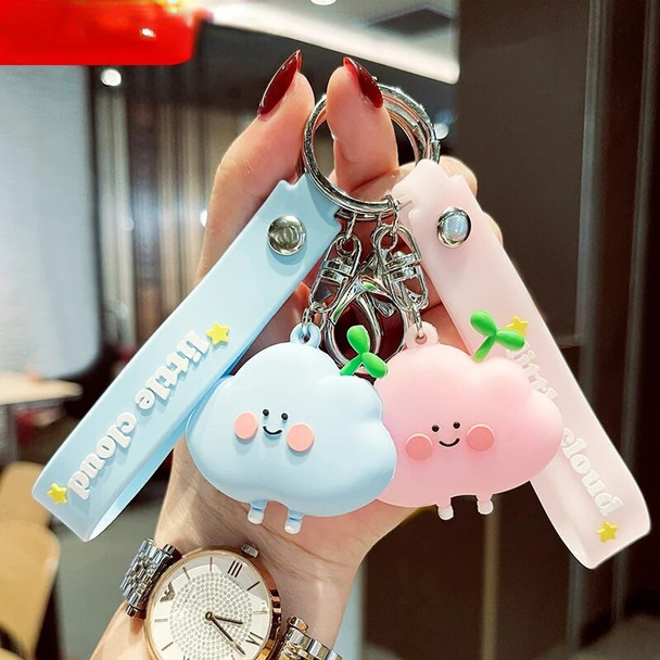 Cartoon Cute Soft Rubber Doll Small Grass Cloud Keychain Car Key Ring Chain Bag Small Pendant Accessory Animation Derivatives
