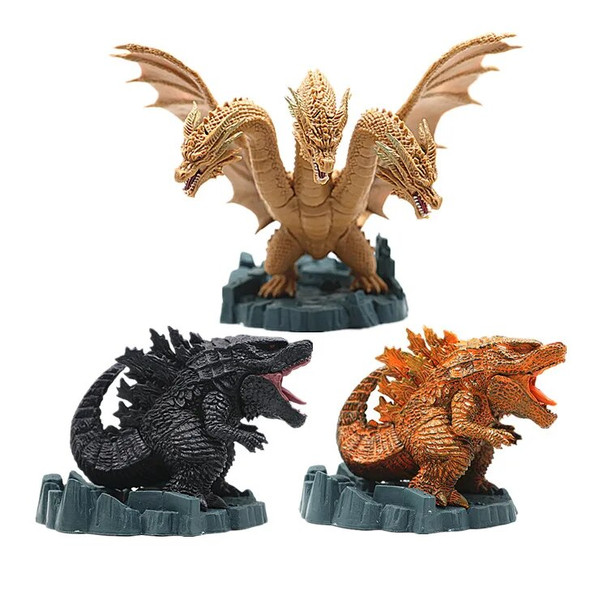 Hot Toys Q-version Godzilla Figurine Model, Red Lotus Brother, Three Headed Dragon King, Kidora Toy Doll Ornament