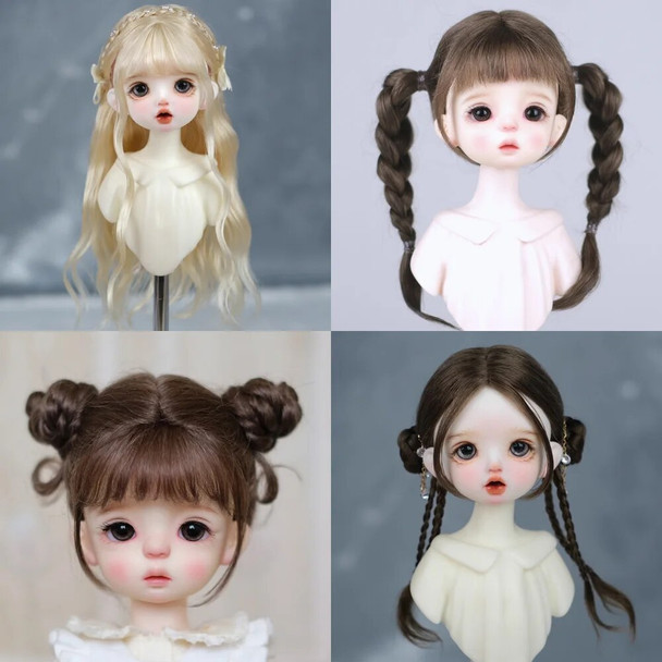 30cm Doll Wig Bangs Ponytail Curly Soft Mohair Wig Suitable for1/6BJD Doll Wig Toy Accessories 6-7 Inches Hair