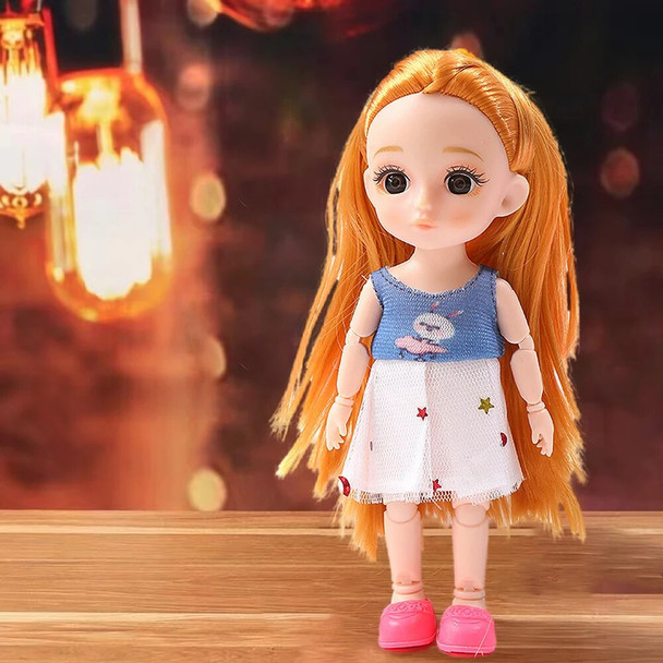 Mini16cm BJD Dolls Lovely For Girls, 1/12 Doll with Clothes and Shoes, Movable 13 Joints Cute Girl Gift Child Toys,CD,