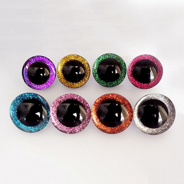 20pcs Clear 3D Glitter Plastic Safty Eyes For Crochet Toys Crafts Doll Making Animal Baby Safe Eye 10/12/14/16/18/20/25/30/35mm