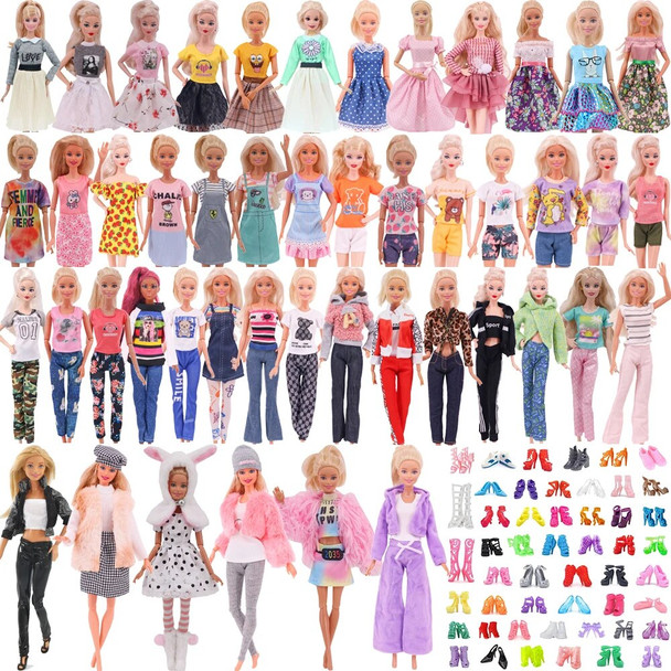 10Pcs/Set=5 Handmade Clothing Suit + 5 Pairs Shoes For Barbie Dress Doll Clothes 1/6 BJD Blyth Toys for Girls