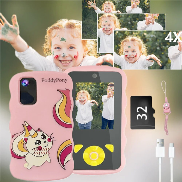 Phone Shape Kids Camera Toys 1080P HD Digital Dual Lens Selfie Smart Phone Video Camera With Games for Child Outdoor Photography