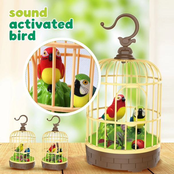 Singing&Chirping Bird In Cage Realistic Sounds&MovementsSinging Chirping Bird Toy In Cage Realistic Sounds Movements Activated