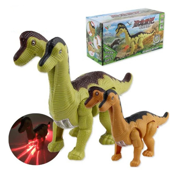 New-double-headed Electric Walking Dinosaur Toys Glowing Dinosaurs with Sound Animals Model for Kids Children Interactive
