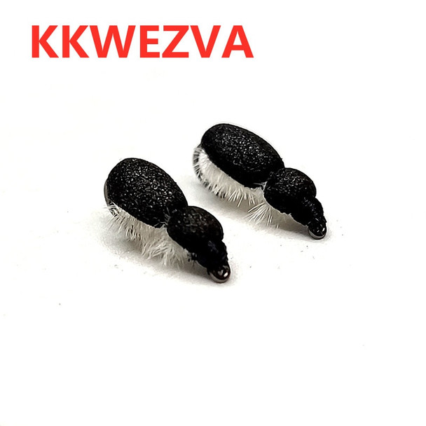 KKWEZVA 15 piece mini bait insect foam beetle style salmon fly trout single stem dry floating fly fishing bait fishing gear