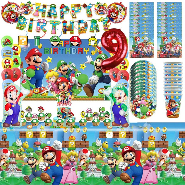 TAKARA Game Super Mario Birthday Party Decoration Mario Balloon Banner Backdrop Super Brother Party Supplies Baby Shower