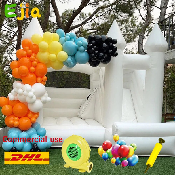 Outdoor Kids Adult 13ft Commercial Inflatable Slide/Ball Pit White Bounce Castle Jumping Bounce House For Party Wedding Games