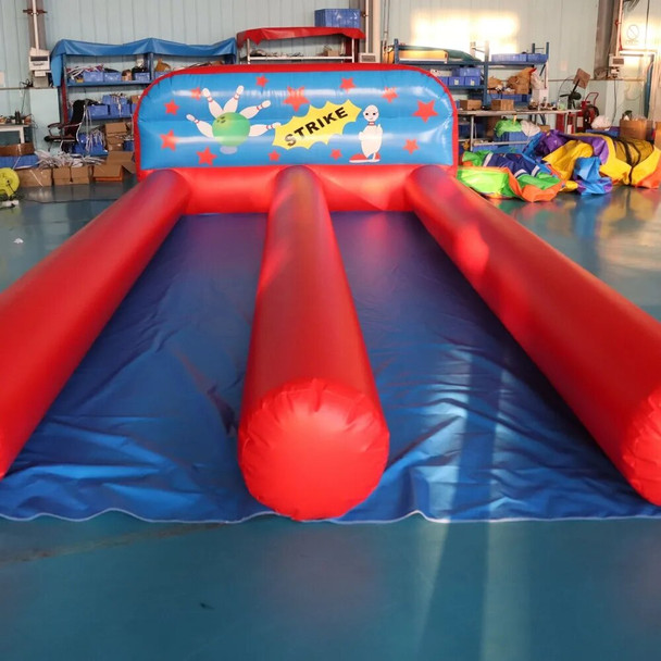 SAYOK 6x3m Inflatable Bowling Slide Game Set Inflatable Bowling Alley 2 Lane 10 Pin with Air Blower for Birthdays Party Events