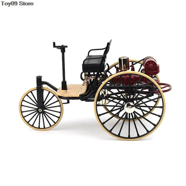 New 1Pc 1:12 1886 Vintage Classic Car No.1 Alloy Car Model Simulation Tricycle Pull Back Toy For Children Gift Collection