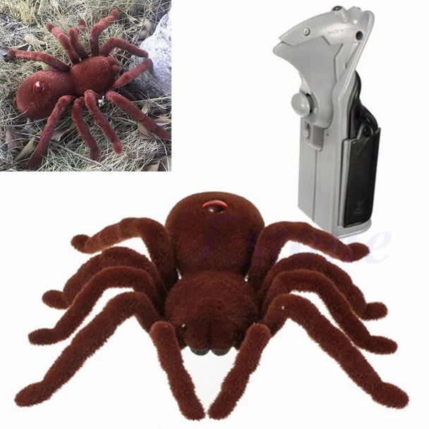 New Scary Remote Control Creepy Soft Plush Spider Infrared RC Tarantula Toy Kid Gift