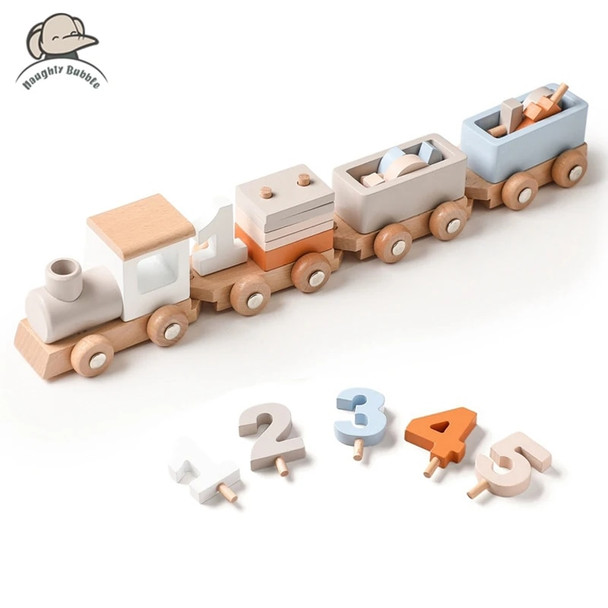 Wooden Train Birthday Toy Simulated Train Toy Model Non-remote Control Rail Car Removable Wooden Train Exquisite Gift With BOX