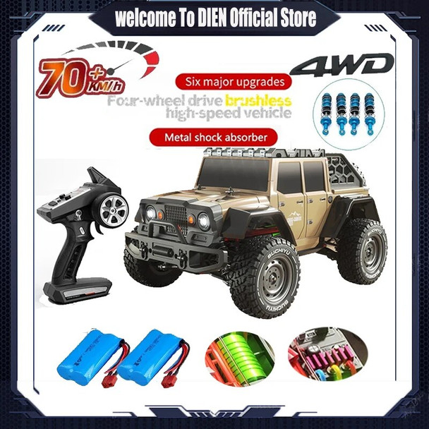 2.4G 1/16 50KN/H or 70N/H 4WD Rc Cars LED Headlights Off Road 4x4 High Speed Brushless Motor Monster Truck Kids Toys Gift Boys