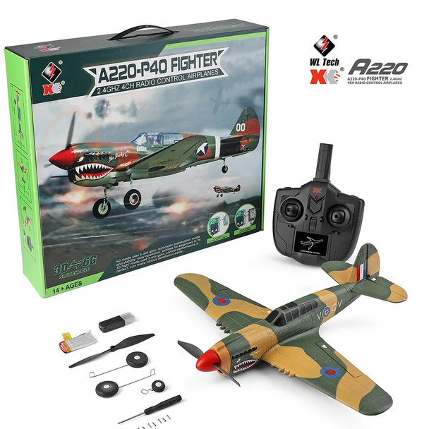 New Wltoys XK A220 RC Airplanes Four-Channel Like Real Machine P40 Fighter Remote Control Glider Unmanned Aircraft Outdoor Toy