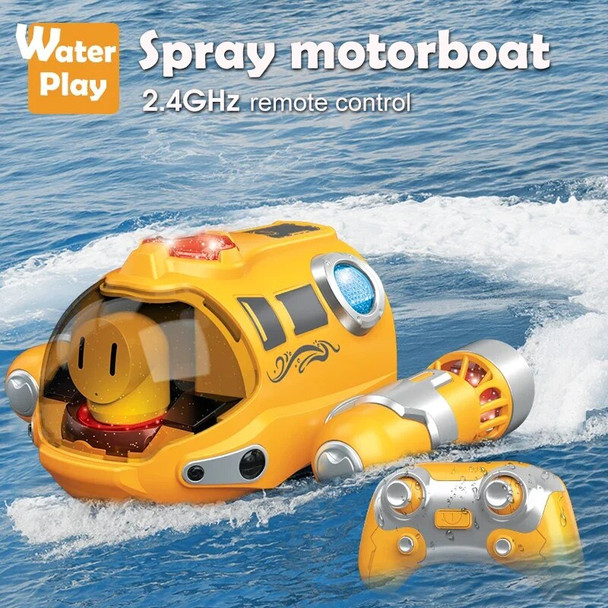 2.4GHz Remote Control Car Motorboat Waterproof Spray Swimming Pool Bathing RC Steamboat Toys for Children Birthday Gift for Kids