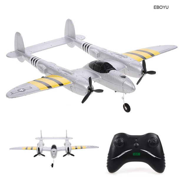 EBOYU FX-816 P38 RC Airplane 2.4GHz 2CH RC Plane Aircraft Outdoor Flight Toys for Kids Boys