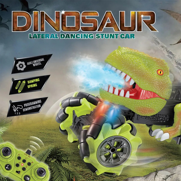 RC Car with Spray Toys for Boys 13CH Remote Control Drift Car Dinosaur Car Simulation Climbing Car Stunt Car Off-Road Vehicle