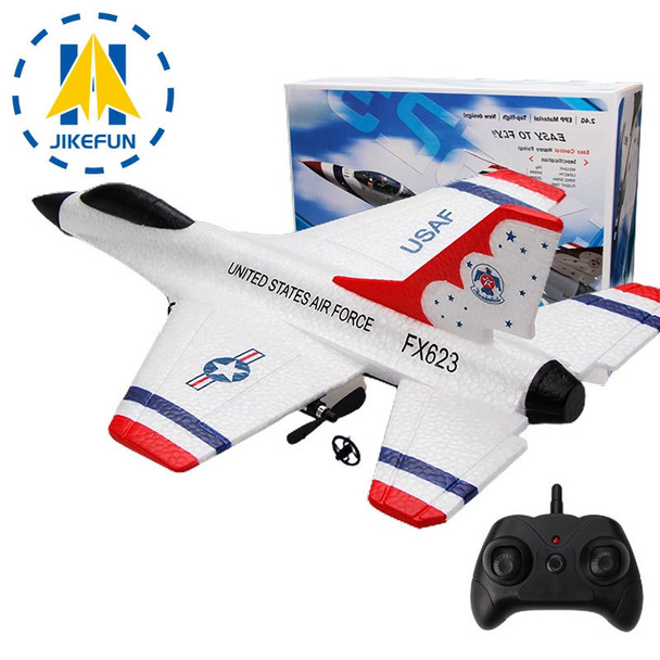 JIKEFUN RC Plane F16 Remote Control Airplane EPP Foam 360° Rotation Flight Aircraft 2.4G RC Glider Outdoor Drones toys for boys