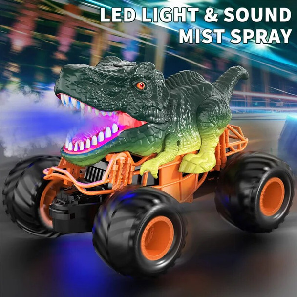 2.4GHz Dinosaur RC Car Big Wheel Remote Control Vehicle Lights Spray stunt vehicle climbs off-road children's toy car