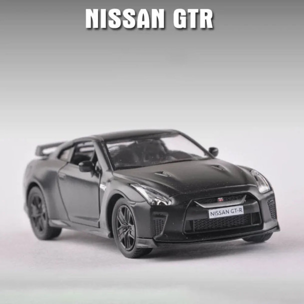 1:36 Nissan GTR Alloy Car Model Toys Genuine License Metal Diecast Simulation Boy Sports Car Matte Metallic Black A295