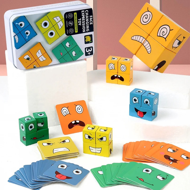 Kids Educational Toys Emotion Change Blocks Expressions Puzzles Children Cube Games Early Learning Montessori Geometry Face