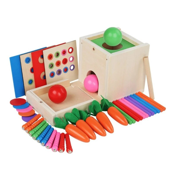 Wooden ActivityBox Toy for Kids Coin Box Kindergarten Teaching Aids Color Sorter Montessori Hand-Eye Coordination Gift