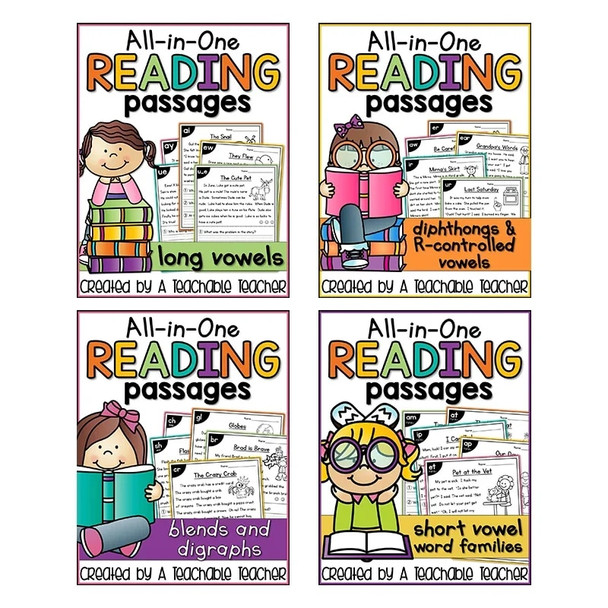 4books/set Phonics Reading Comprehension Passages practice phonics skill learning classroom for kid