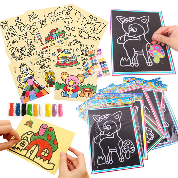 20Pcs/10Pcs Magic Scratch Art Doodle Pad Sand Painting Cards Early Educational Learning Creative Drawing Toys for Children 20Pcs/10Pcs Magic Scratch Art Doodle Pad Sand Painting Cards Early Educational Learning Creative Drawing Toys for Children