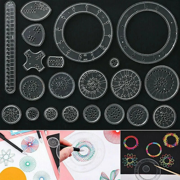 Funny Spirograph Drawing Toys Set Interlocking Gears & Wheels Geometric Ruler Drawing Accessories Creative Educational Kids Toy