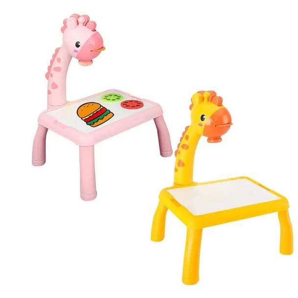 Mini Led Projector Art Drawing Table Giraffe Trace Draw Projector Film Copying Toy With Light And Music Doodle Drawing Board