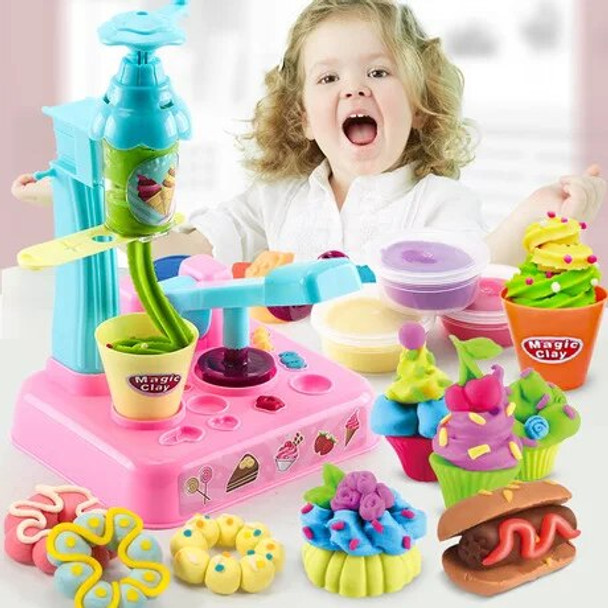kids Modeling Clay Learning & Education Toys kids clay plasticine mold ice cream set ice cream pasta machine clay toy